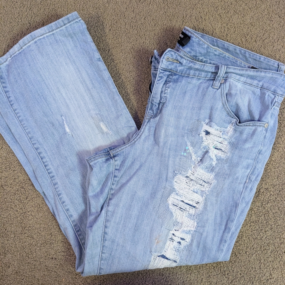 Torrid Light Blue Distressed Straight Leg Jeans